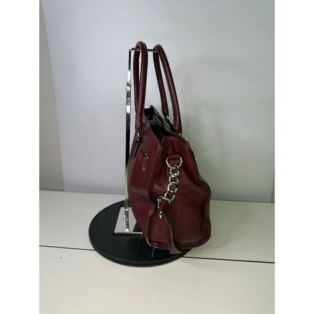 Michael Kors Red Oxblood Maroon Pebbled Leather Hamilton Shoulder Purse